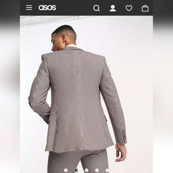 ASOS Brown Dogtooth Super Skinny Suit - Picture 7 of 8